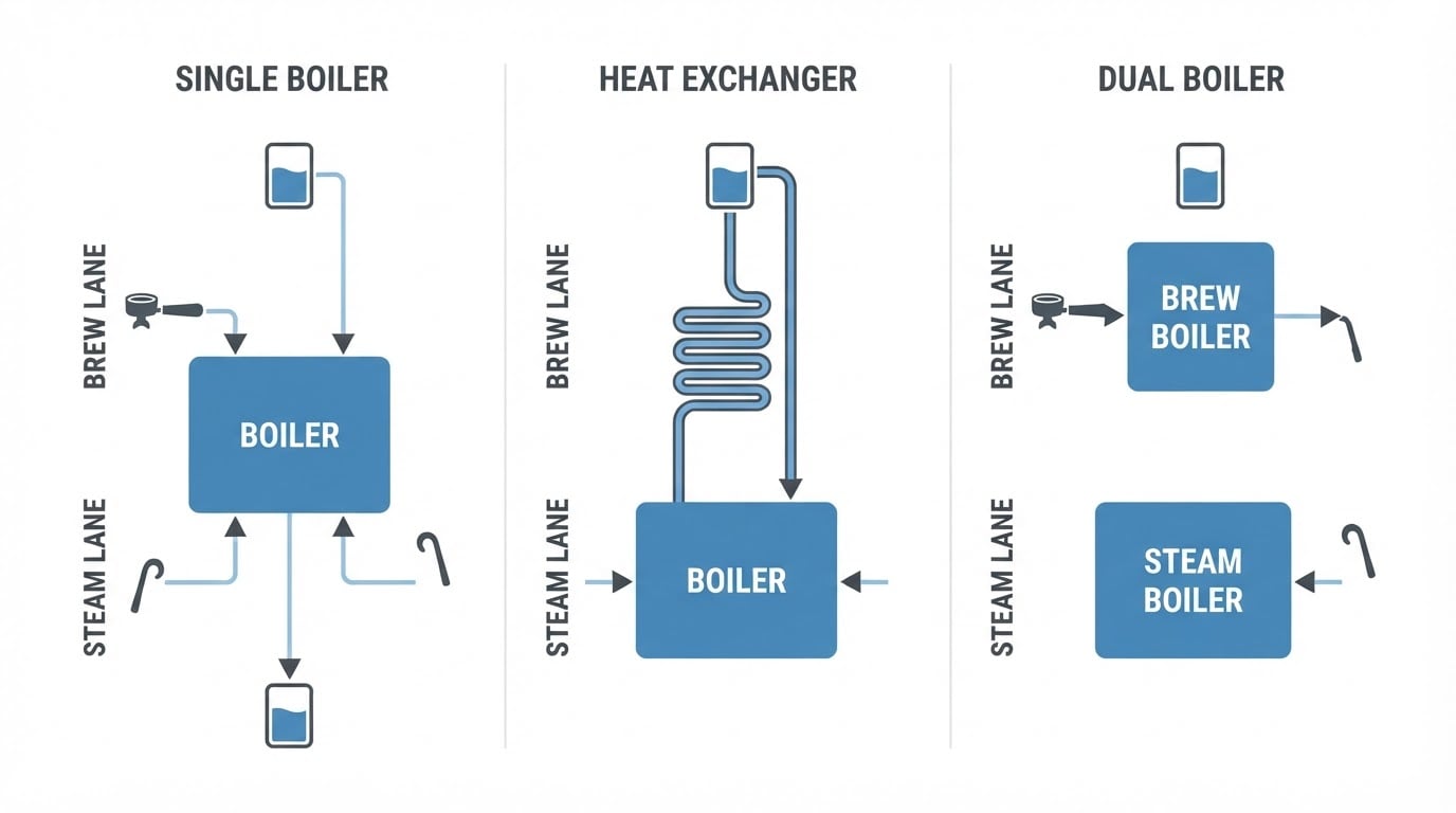 Workflow diagram for best dual boiler espresso machine.