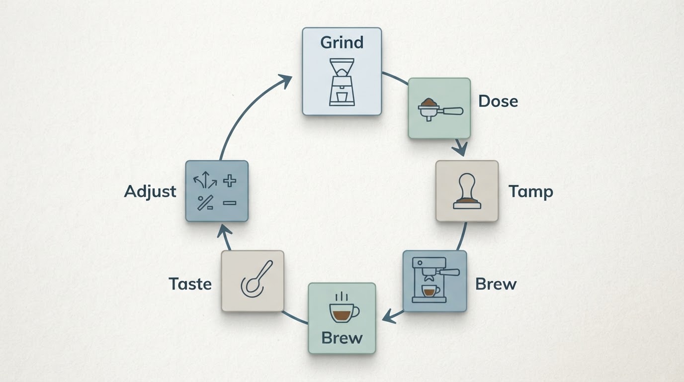 Workflow diagram for breville barista express review.