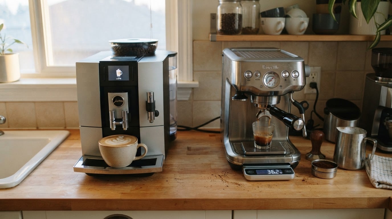 Editorial illustration for jura vs breville.