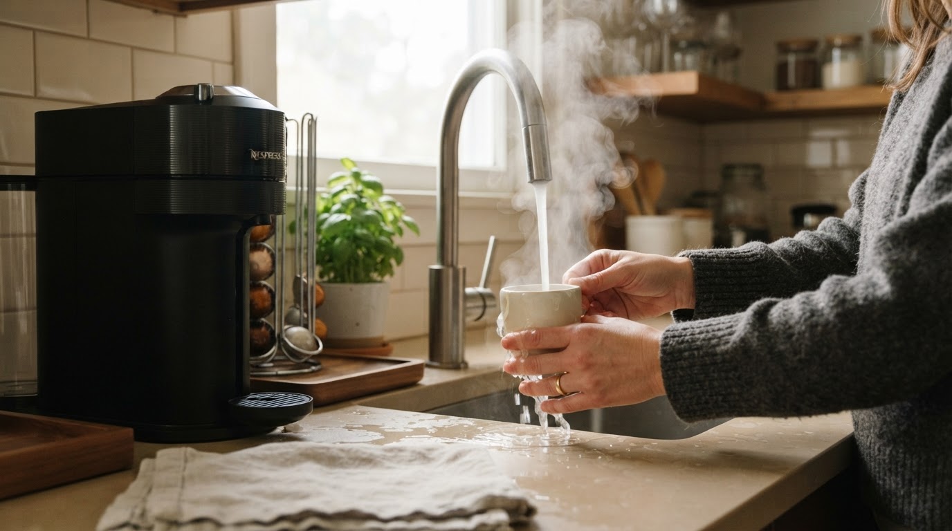 Editorial illustration for nespresso vertuo not hot enough.