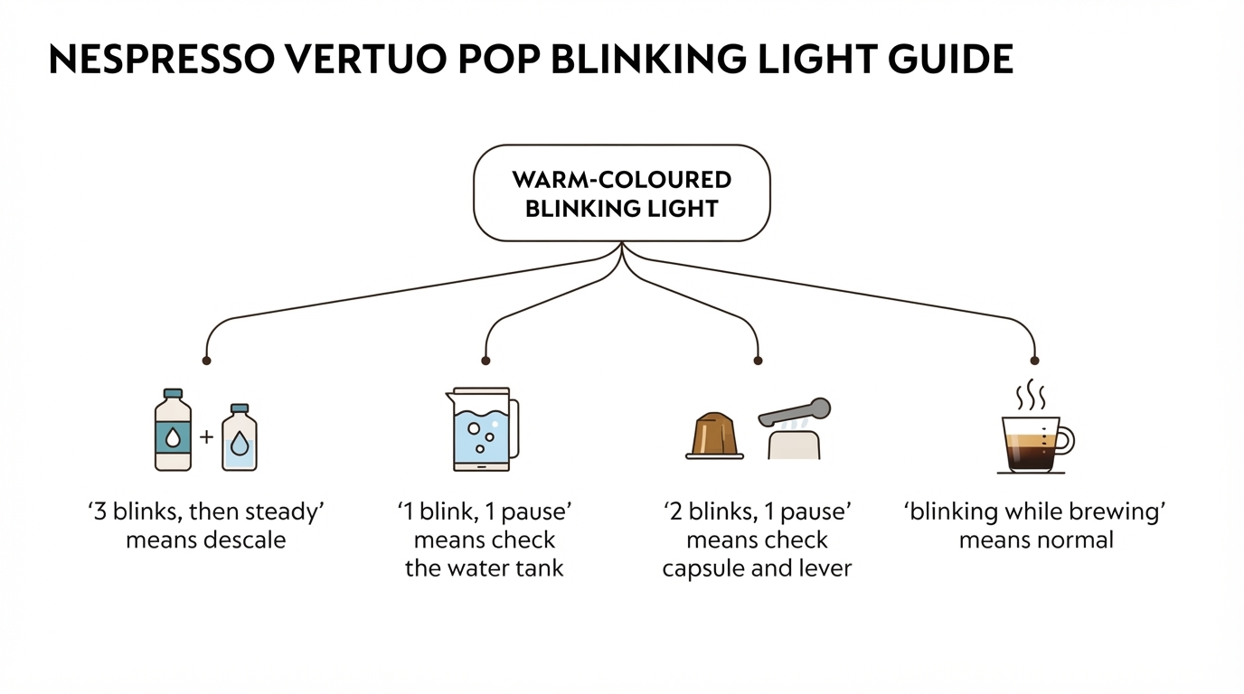 Workflow diagram for nespresso vertuo pop blinking red.