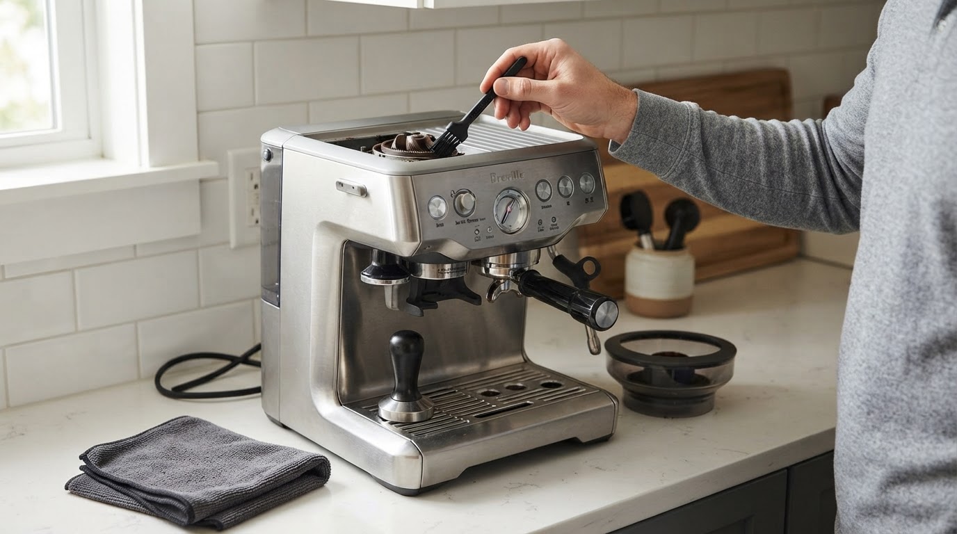 Editorial illustration for breville barista express grinder not working.