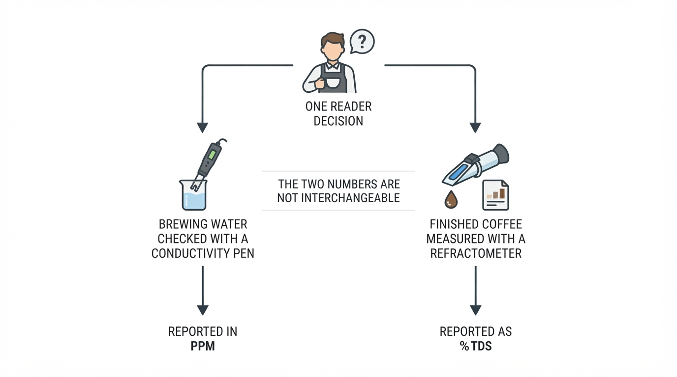 Workflow diagram for coffee tds meter.