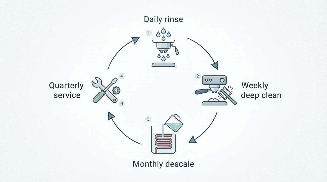 Workflow diagram for best office coffee machine.