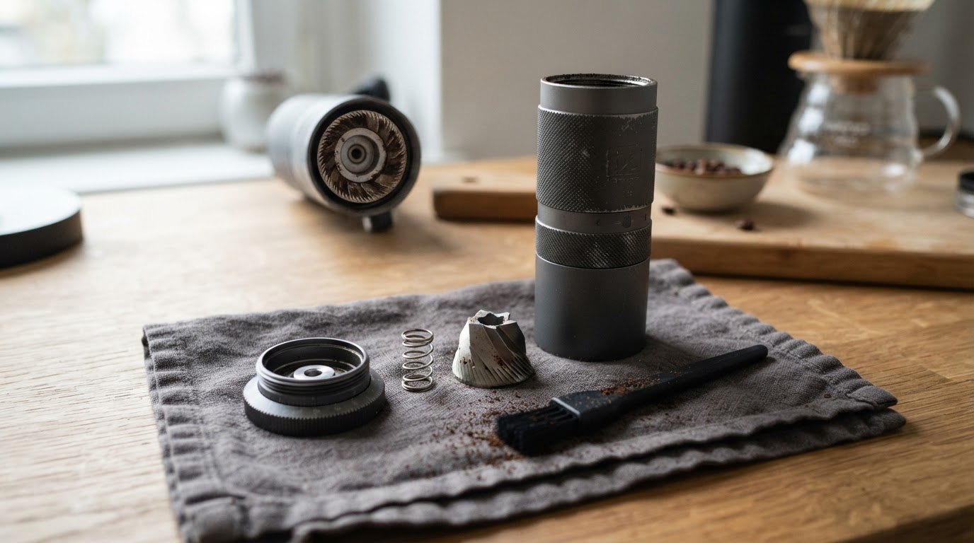 Editorial illustration for can you wash 1zpresso grinder with water.