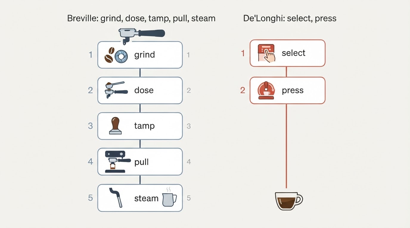 Workflow diagram for breville vs delonghi.
