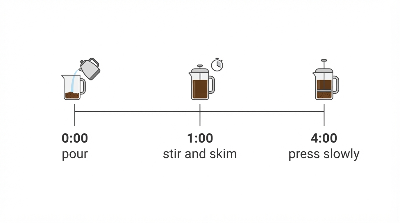 Workflow diagram for french press coffee ratio.