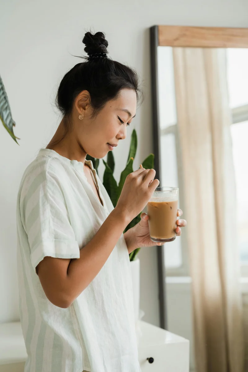 Enjoying a perfect cup of coffee